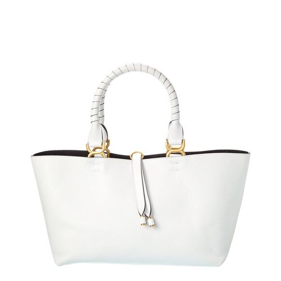 Chloé Marcie Small Leather Tote, White - Picture 1 of 4